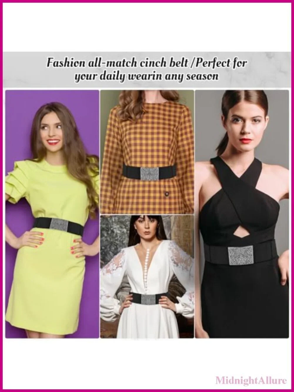 Women's Adjustable Elastic Belt Wide Stretchy Waist Belt for Pants